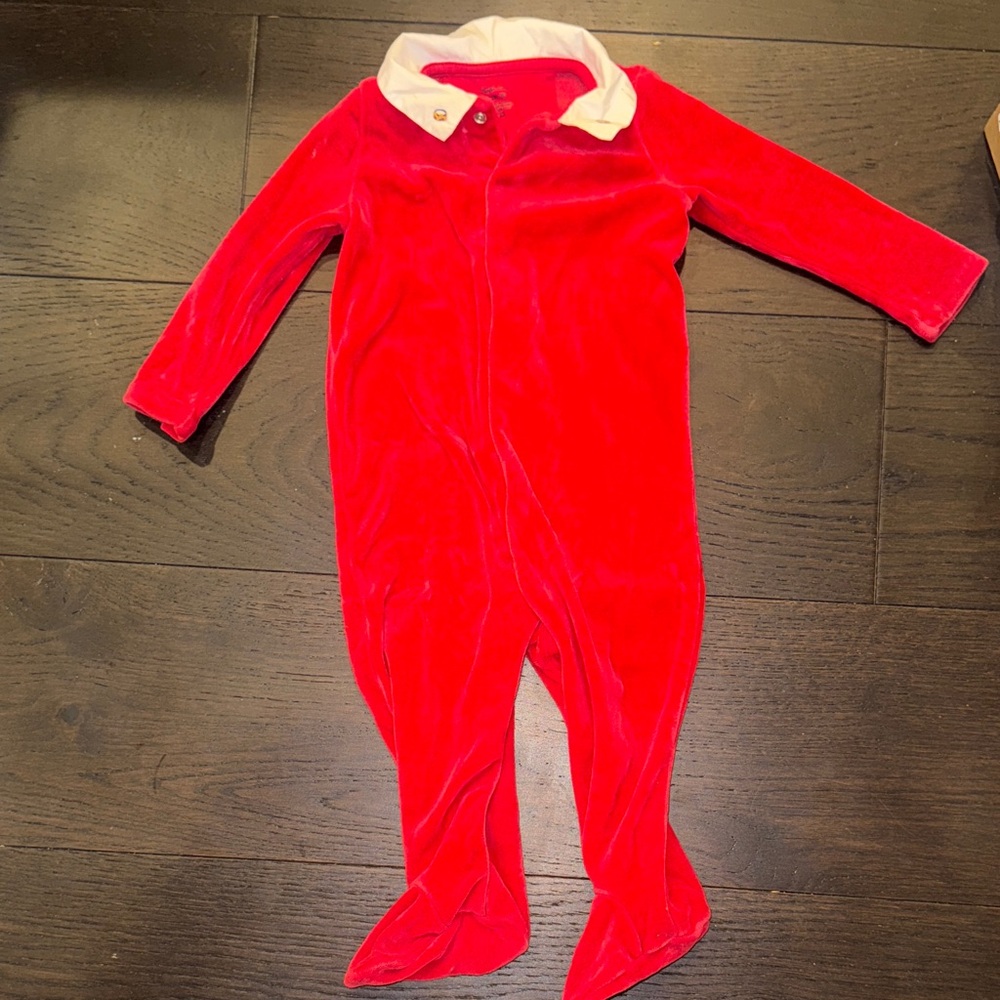 Ralph Lauren Red Velour Kids Footie